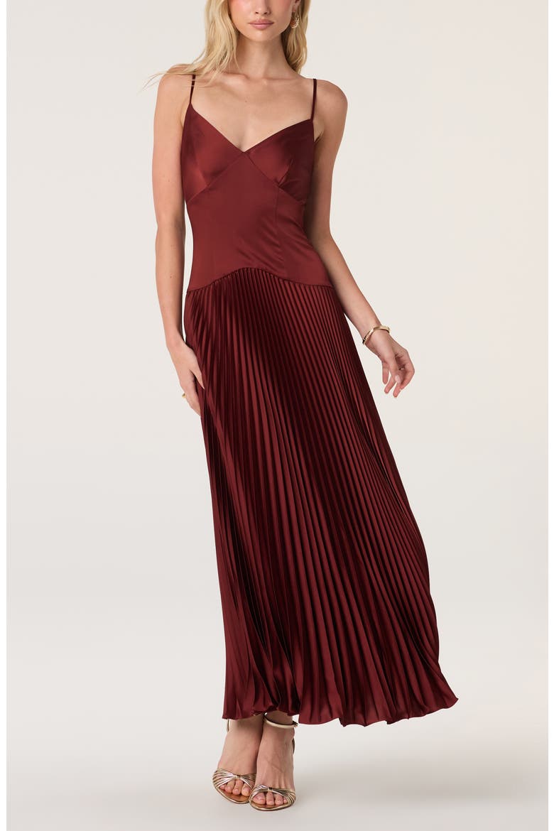 Pleated Drop Waist Dress, Main, color, RUST