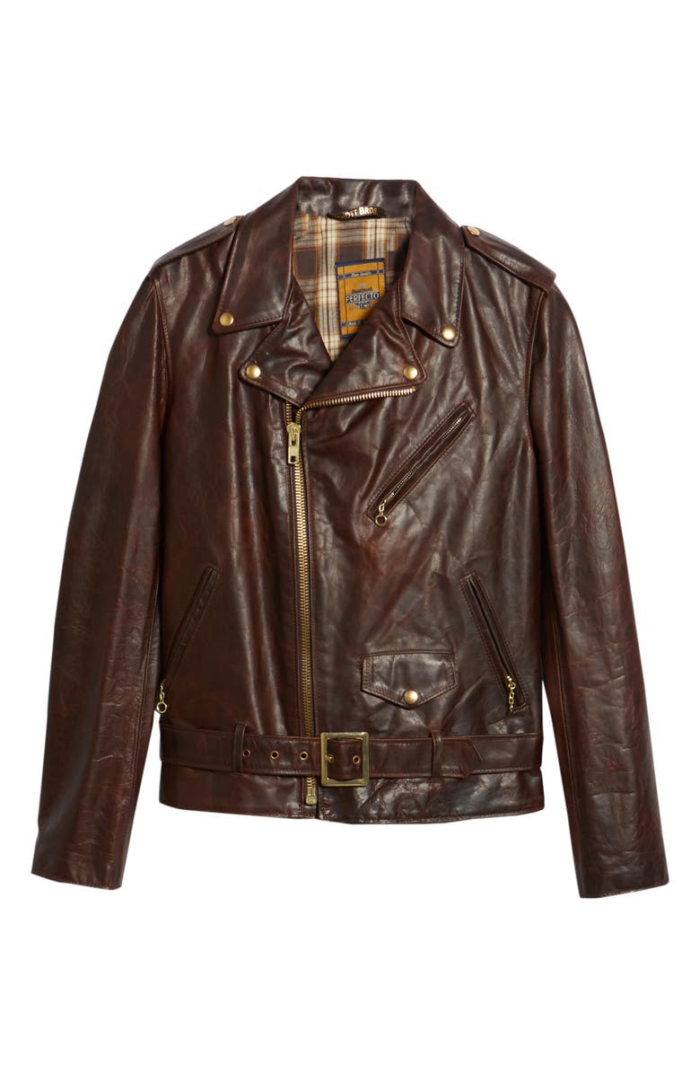 Schott NYC 'Perfecto' Asymmetrical Moto Jacket, Alternate, color,
