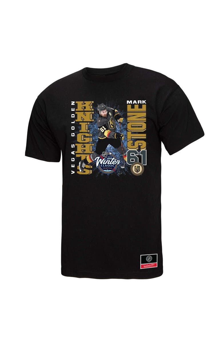 Mitchell & Ness Men's Mitchell & Ness Mark Stone Black Vegas Golden Knights 2024 NHL Winter Classic Player Graphic T-Shirt, Alternate, color,