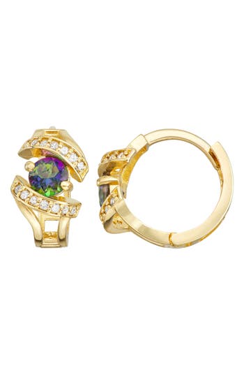 Fuzion Creations 10k Gold Morganite & Diamond Huggie Hoop Earrings In Yellow