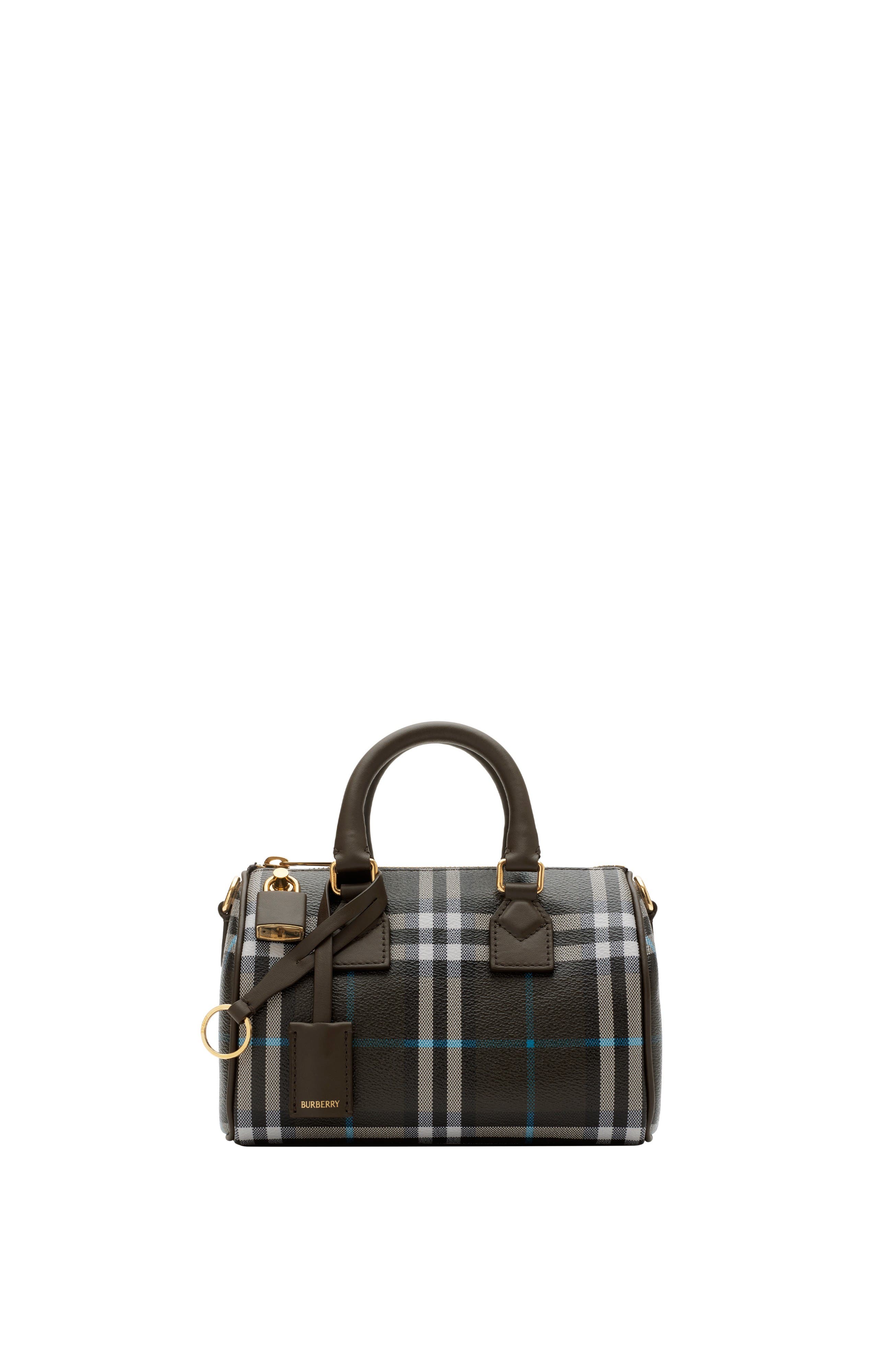 Burberry Mini Check Bowling Bag, Main, color, 