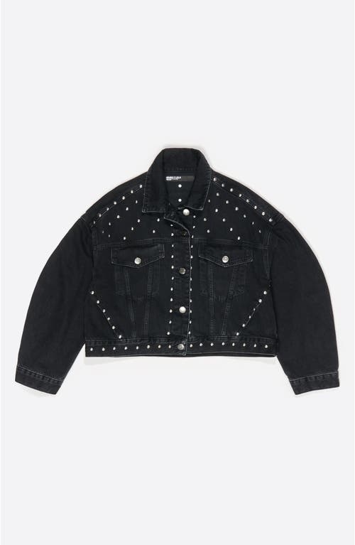 Bimba Y Lola Studded Denim Jacket In Black