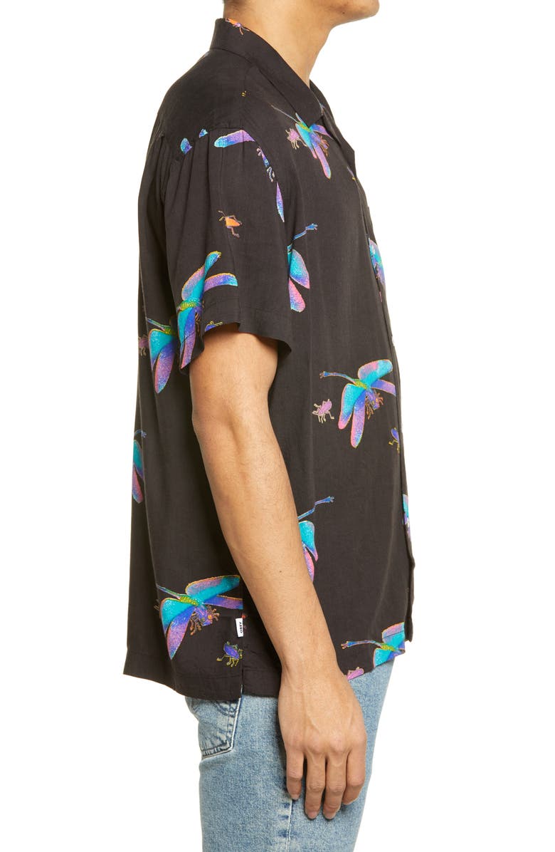 Obey Dragonfly Regular Fit Short Sleeve Button-Up Camp Shirt, Alternate, color,