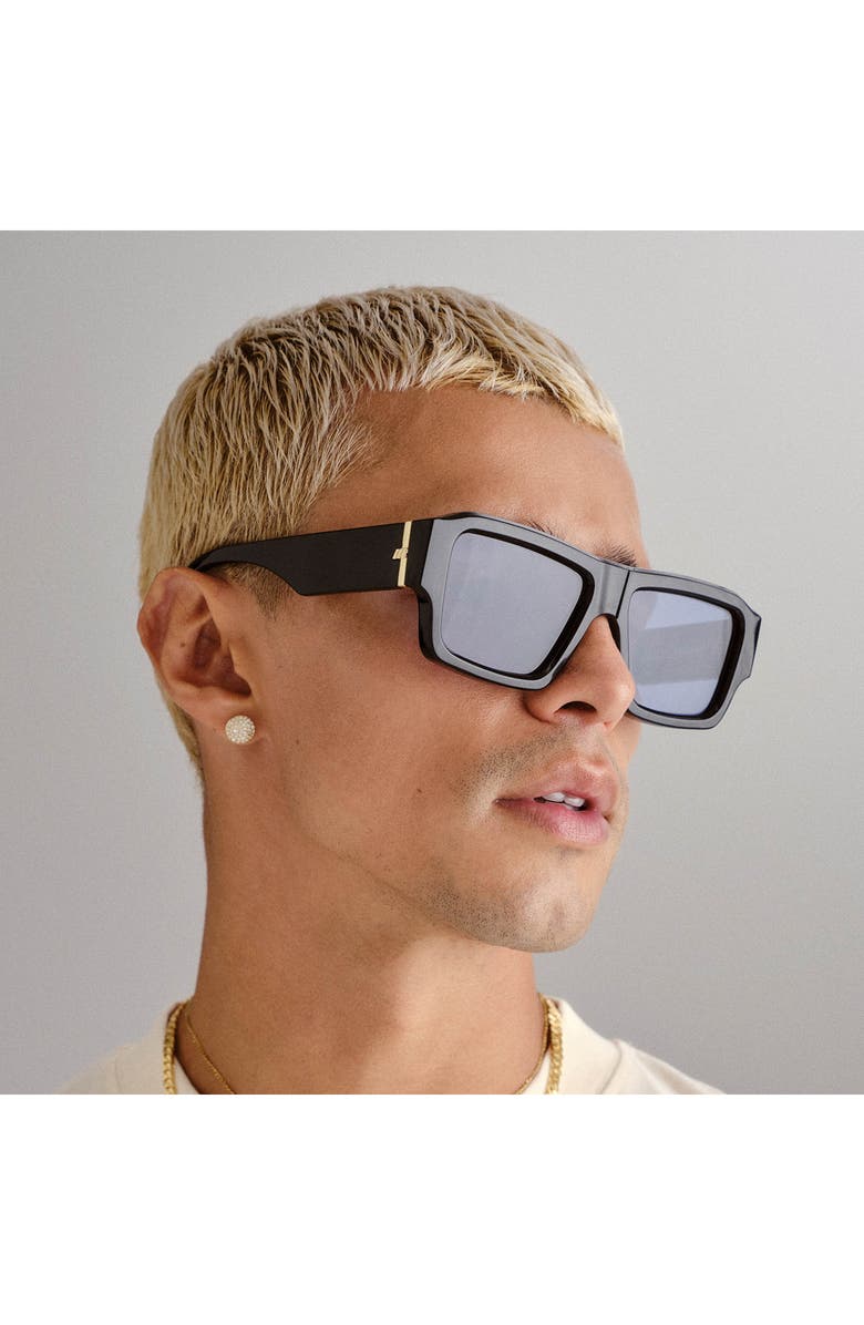 Le Specs Polygraph 55mm Rectangular Sunglasses, Alternate, color, Black