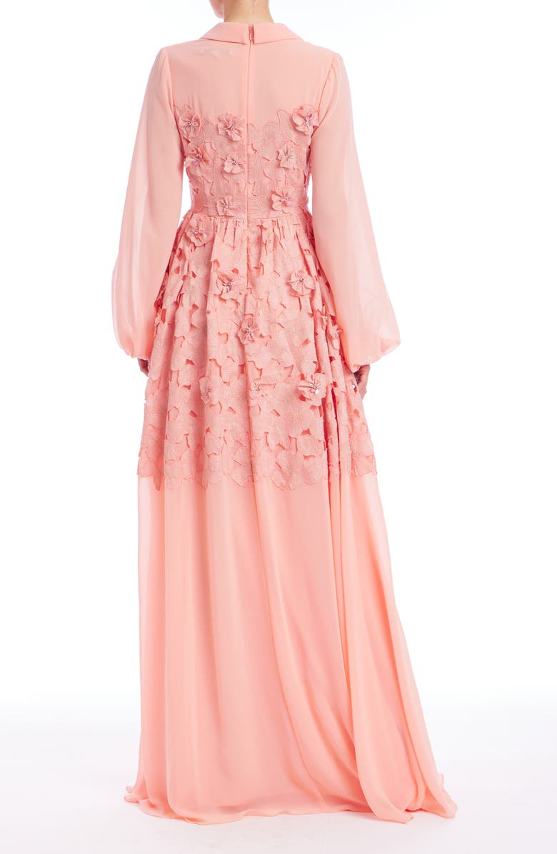 Badgley Mischka Collection Floral Embellished Long Sleeve Evening Gown, Alternate, color, 