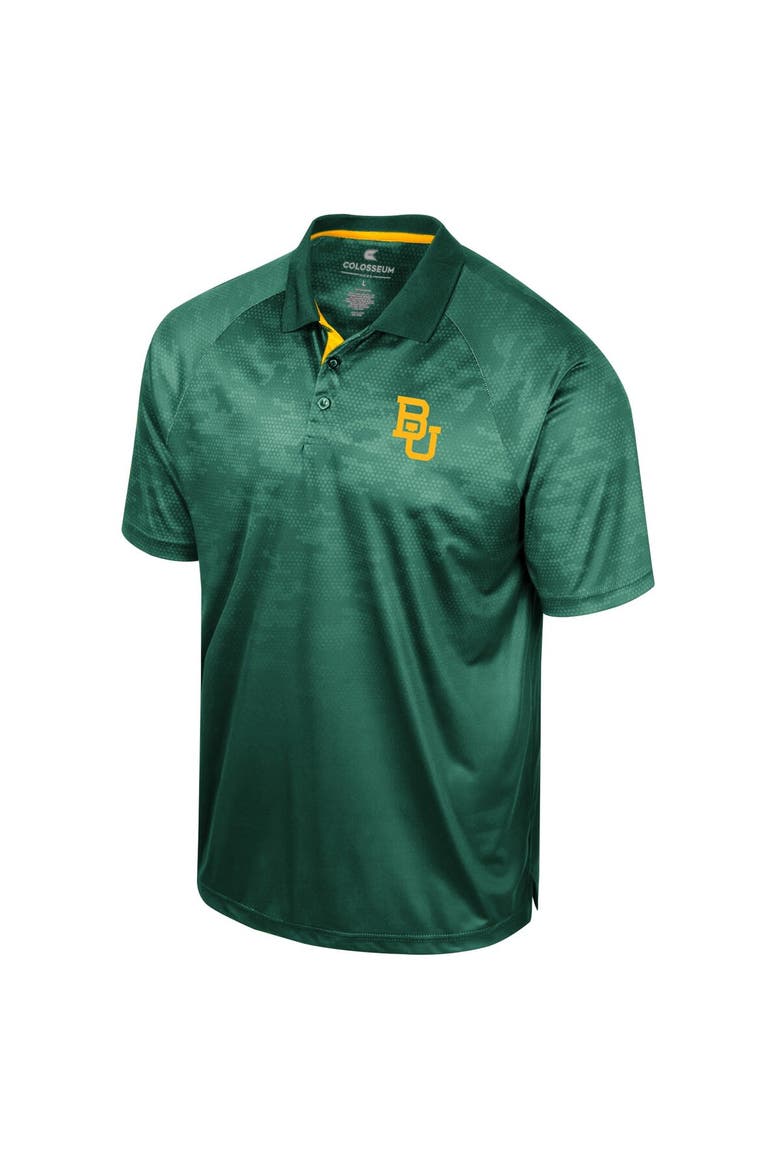 Men's Colosseum Green Baylor Bears Honeycomb Raglan Polo, Alternate, color, Green