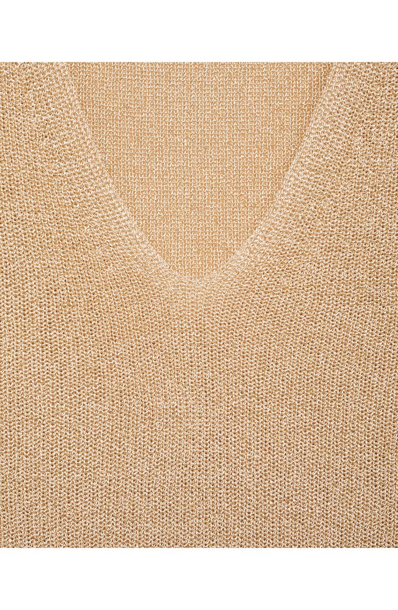 MANGO Metallic V-Neck Sweater, Alternate, color, Gold