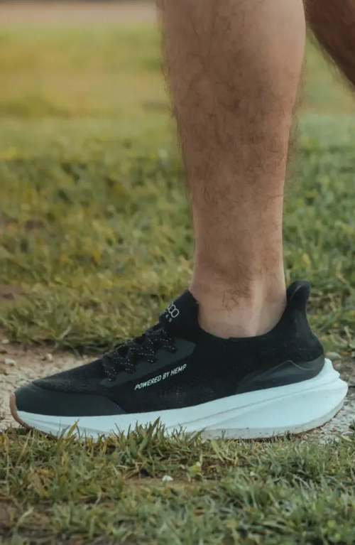 8000kicks The Hemp Runner Sneaker In Black And White
