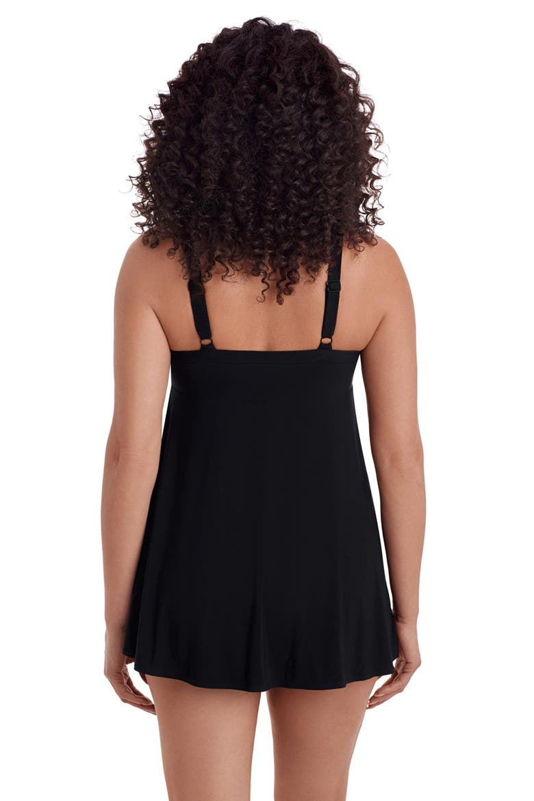 Twist Front Long Torso Swim Dress, Alternate, color, Black