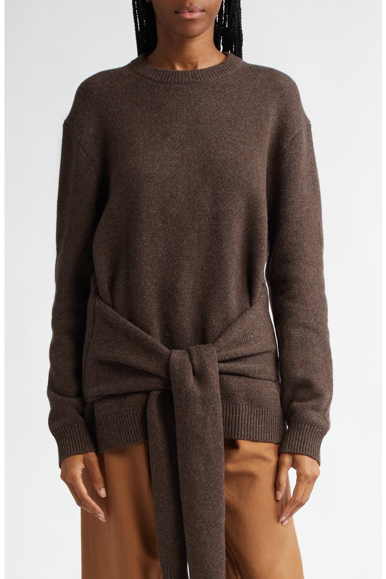 Tie Hem Crewneck Sweater, Main, color, SMOKE
