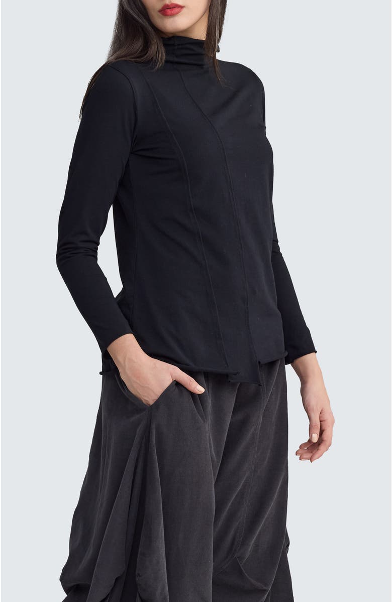 LUUKAA Nyx Structured Turtleneck Blouse, Alternate, color, Black