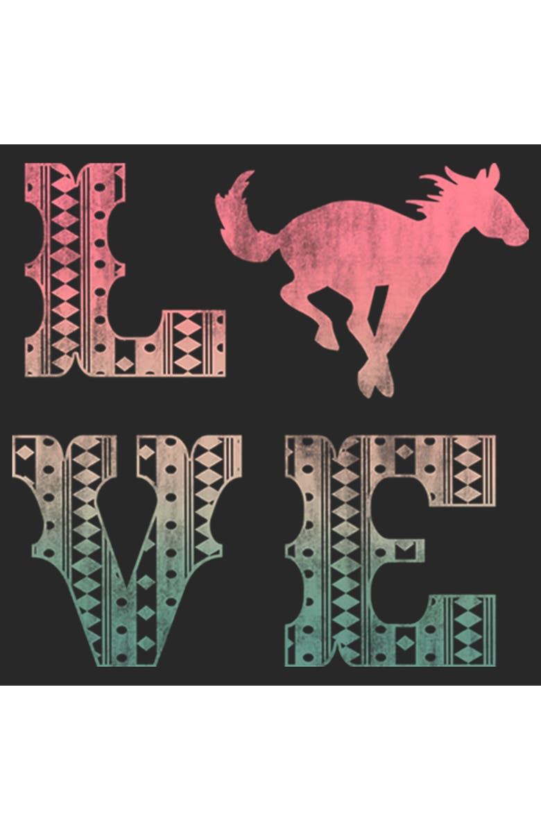 Lost Gods Girl's Lost Gods Horse Retro Love Text  Graphic T-Shirt, Alternate, color, Black