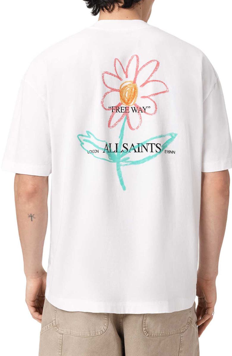AllSaints Crayo Floral Cotton Graphic T-Shirt, Alternate, color, Ashen White