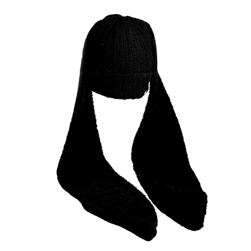 Nirvanna Designs Oversized Ear Beanie In Black