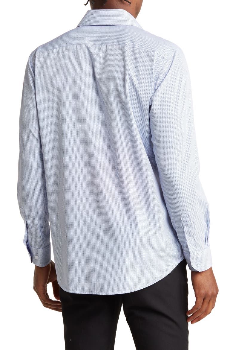 Regular Fit Performance Stretch Long Sleeve Button Front Shirt, Alternate, color, BLUE DOT
