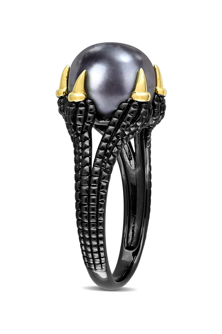 Men's 10.5–11mm Cultured Freshwater Pearl Claw Ring, Alternate, color, BLACK