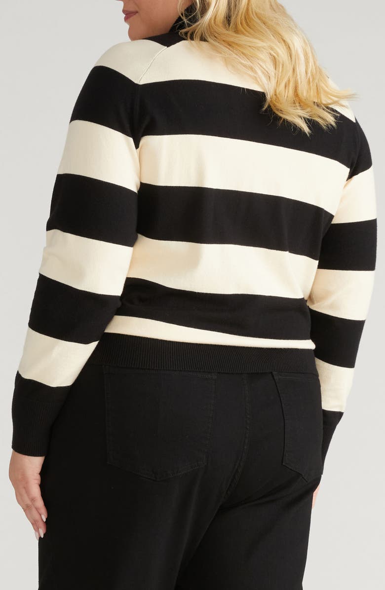 Universal Standard Renee Raglan Sleeve Turtleneck Sweater, Alternate, color, Black/ Ecru Wide Stripe