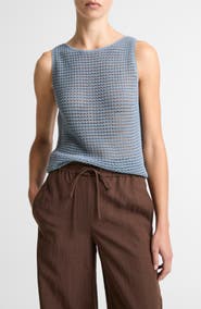 Vince Cotton Blend Cord Openwork Tank