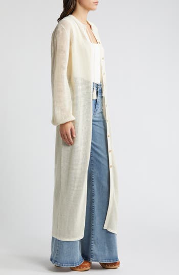 Open Knit Long Sleeve Maxi Sweater Dress