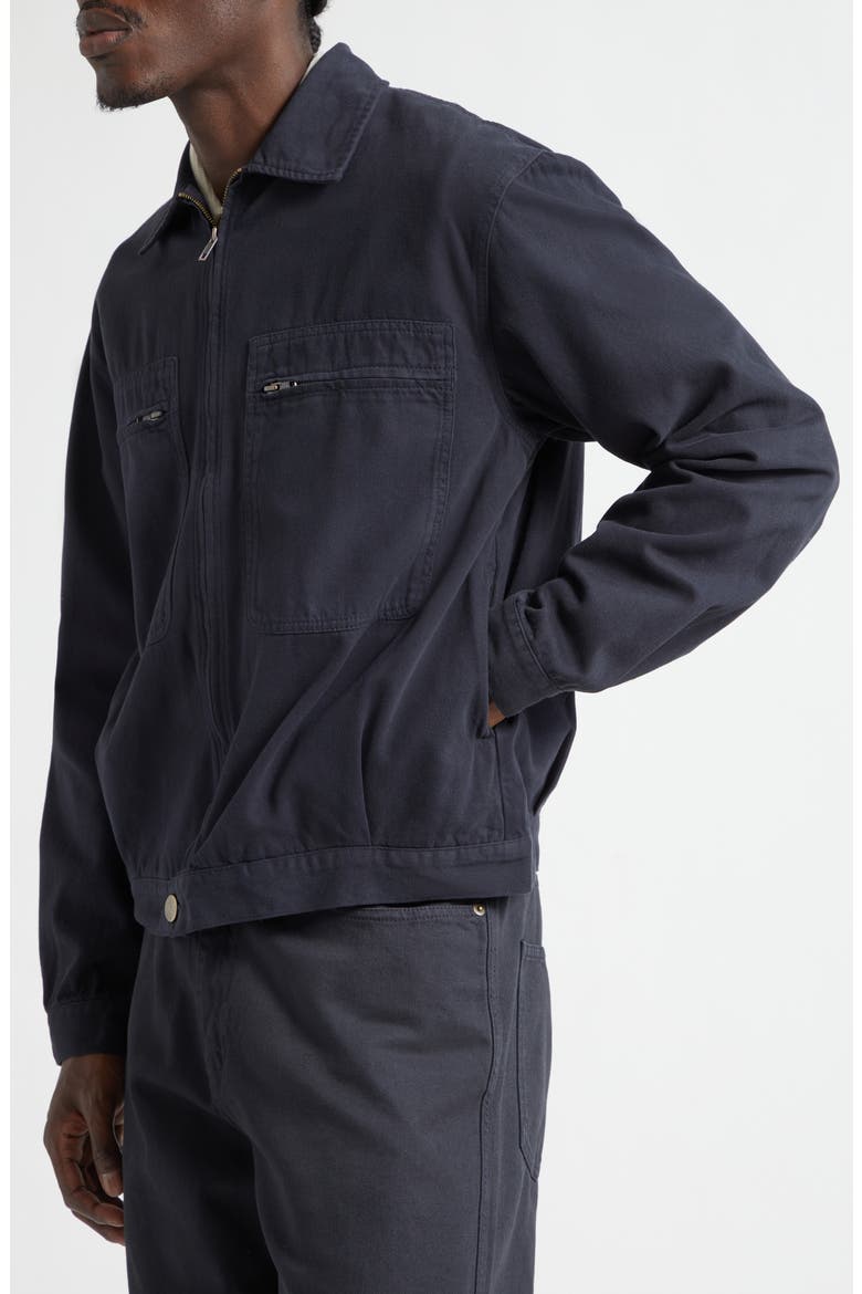 Cotton Zip Worker Jacket, Alternate, color, BLACK