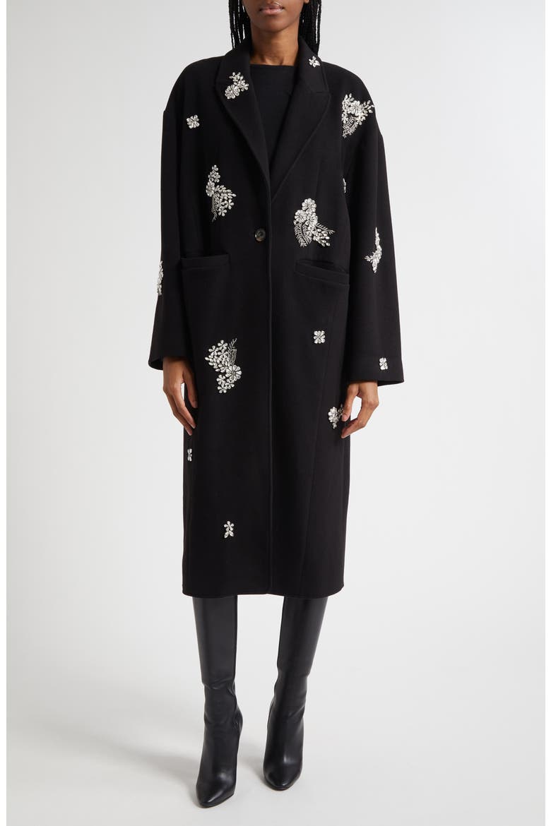 Crystal Ivy Gravis Embellished Coat, Main, color, BLACK/CLEAR