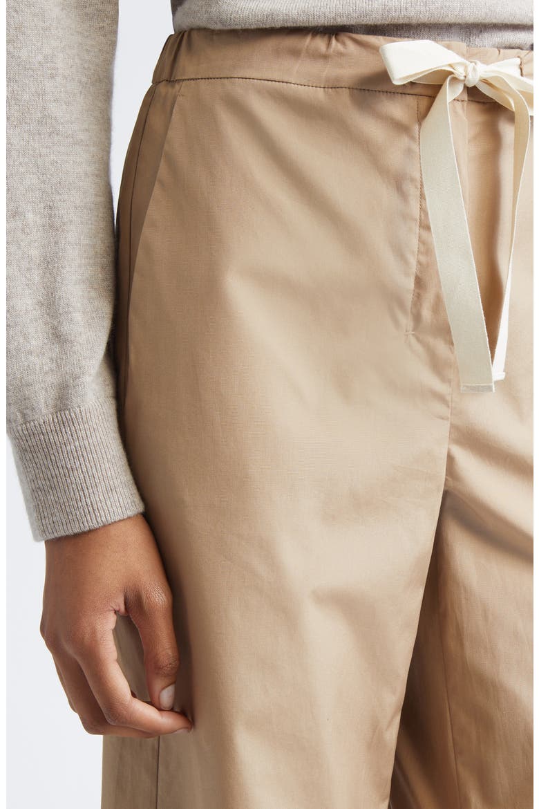 Argento Drawstring Crop Wide Leg Cotton Trousers, Alternate, color, DESERT