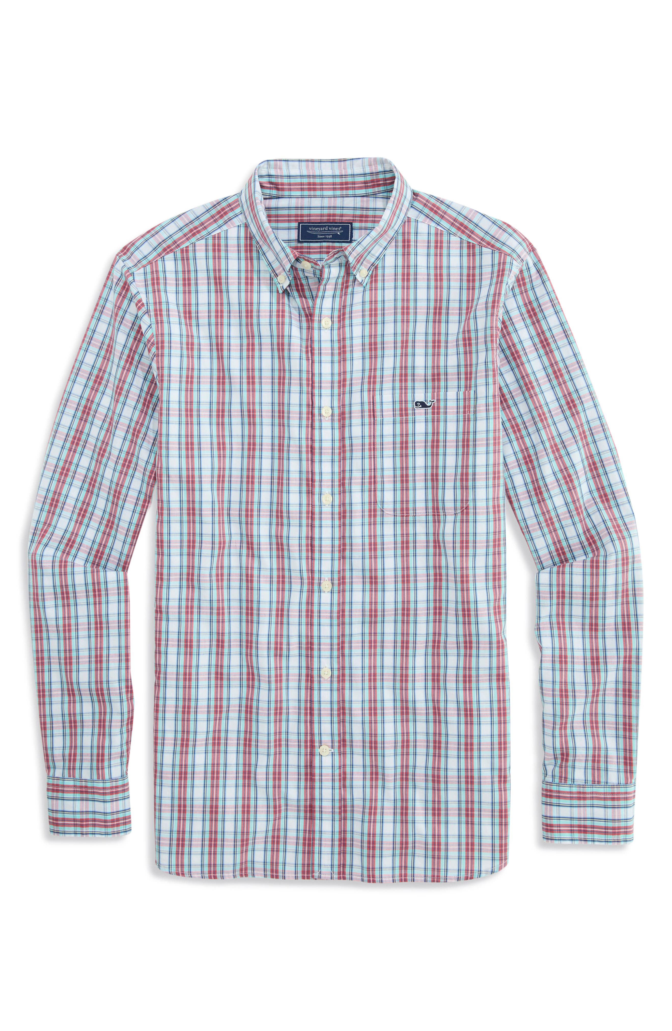 vineyard vines Wavecrest Plaid Stretch Cotton Poplin Button-Down Shirt
