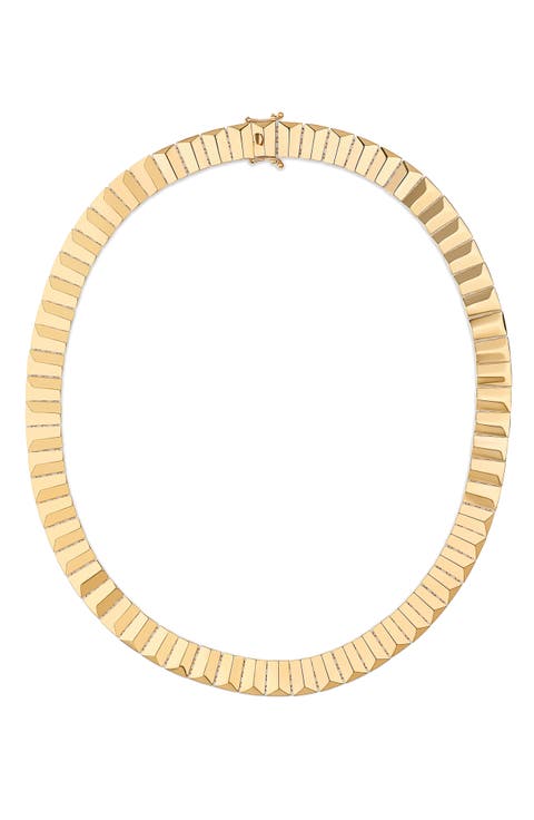 14k Gold Flash Tile Necklace