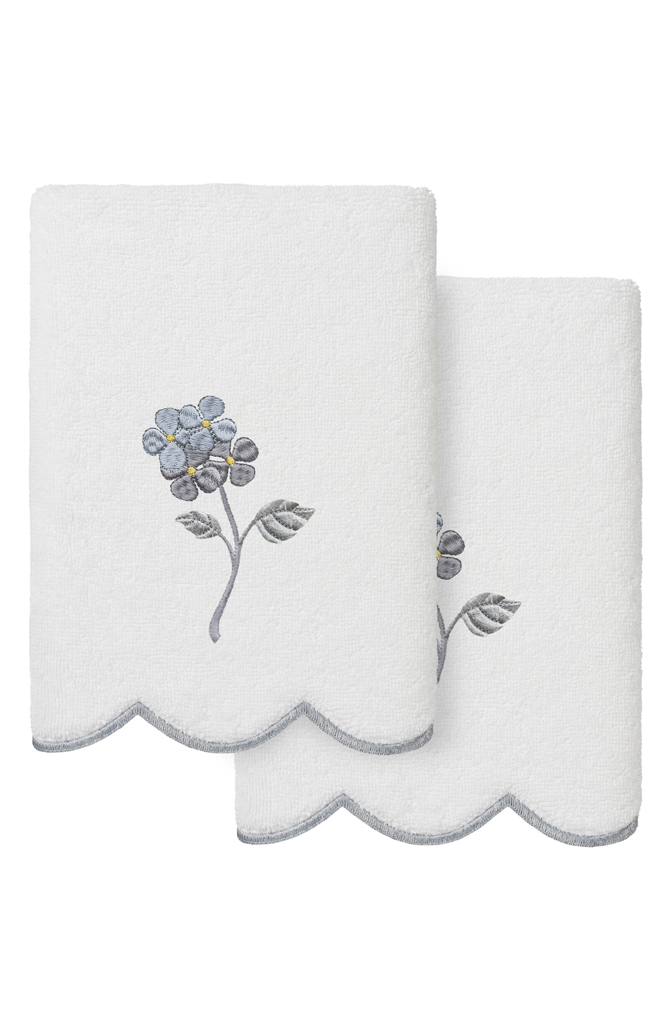 2-Piece Hydea Embroidered Turkish Cotton Hand Towel Set