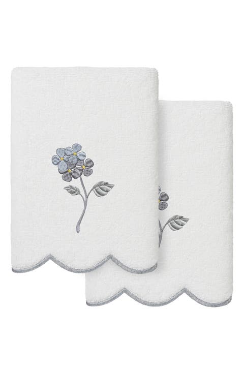 2-Piece Hydea Embroidered Turkish Cotton Hand Towel Set