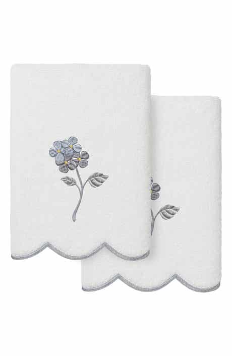 2-Piece Hydea Embroidered Turkish Cotton Hand Towel Set