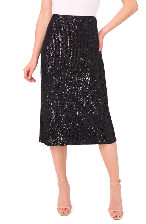 Cece Sequin Pencil Skirt In Black