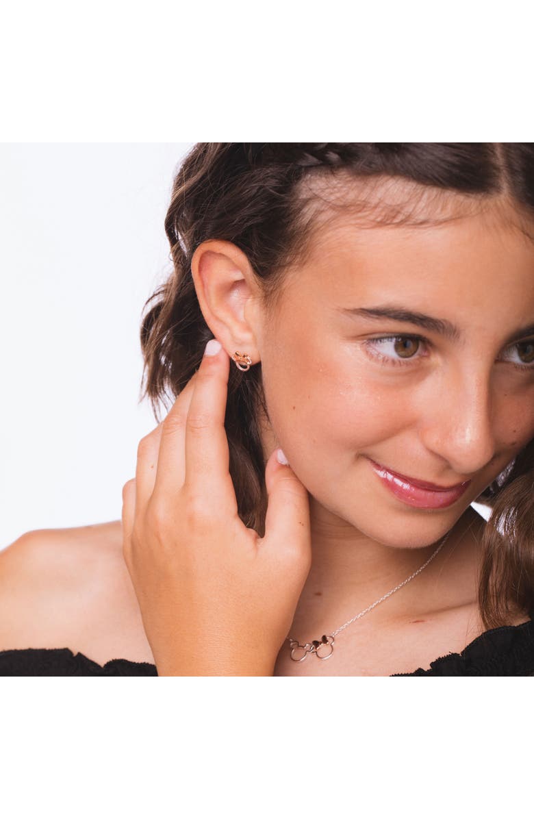 Disney Minnie Mouse Two Tone Stud Sterling Silver Earrings, Alternate, color, Silver