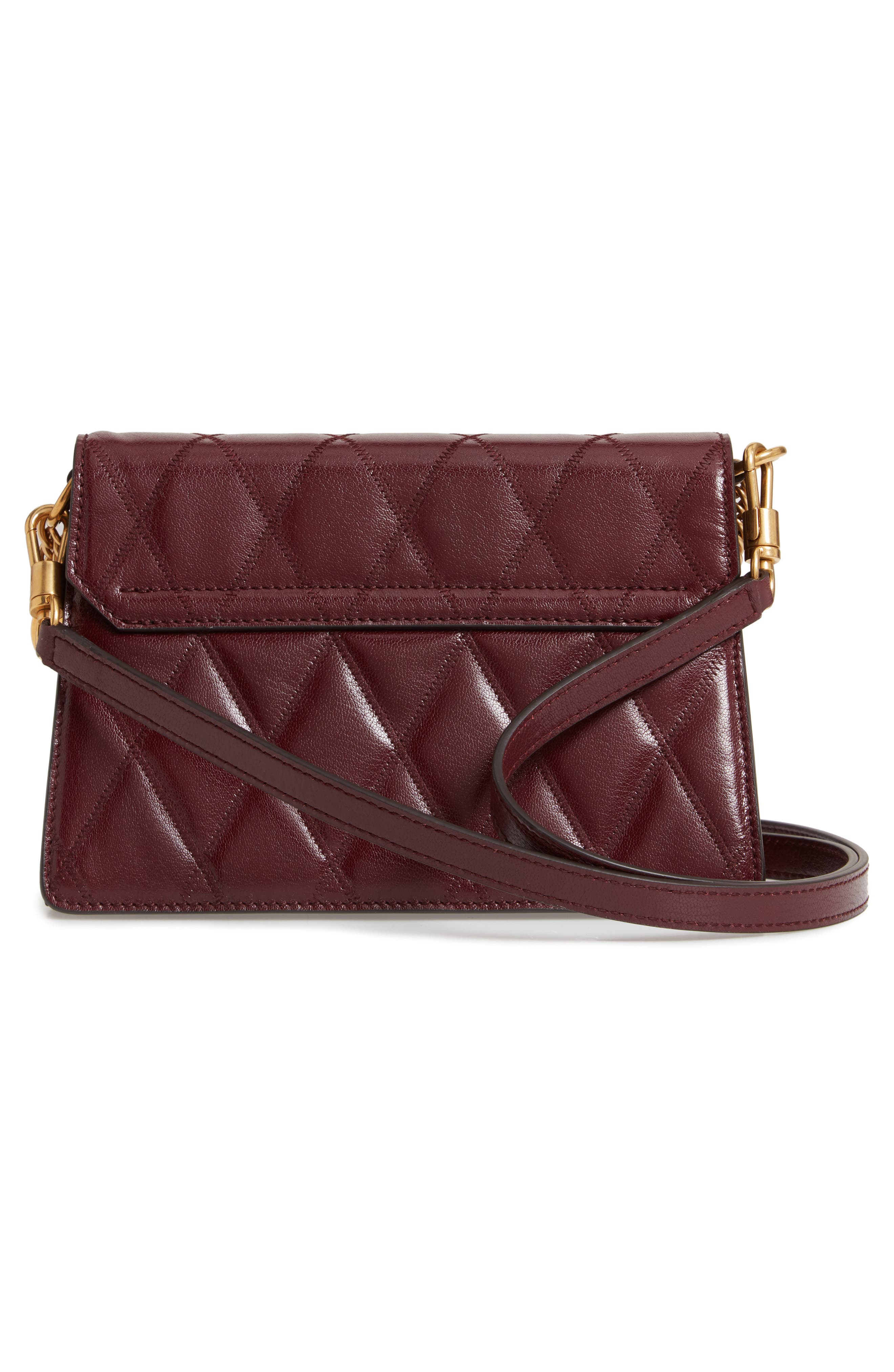 Small GV3 Diamond Quilted Leather Crossbody Bag, Alternate, color, AUBERGINE