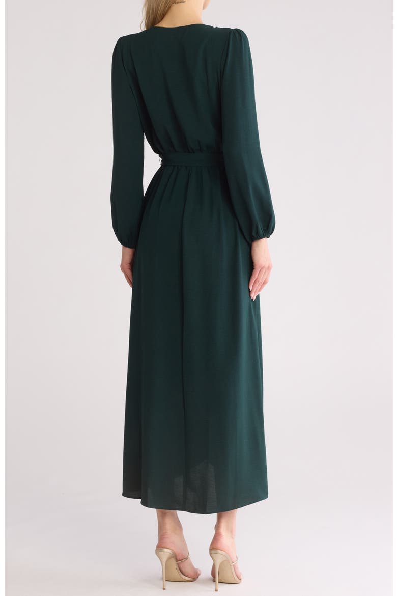 Faux Wrap Long Sleeve Maxi Dress, Alternate, color, PINE