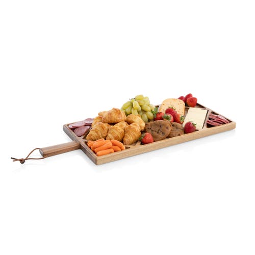 Toscana Acacia Grazing Charcuterie Sectioned Serving Board In Brown