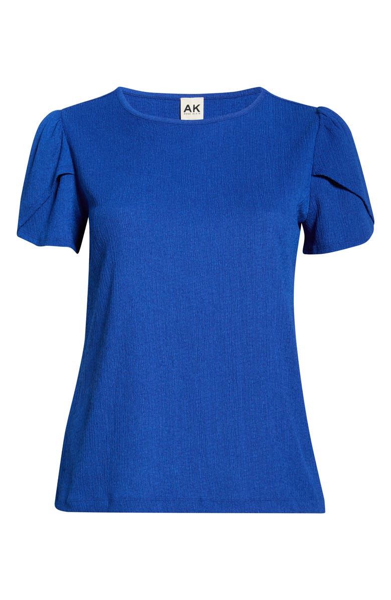 AK ANNE KLEIN Crepe Tulip Sleeve Top, Alternate, color, Santorini Blue