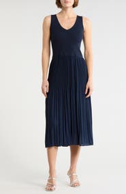 T Tahari Tiered Mixed Media Dress