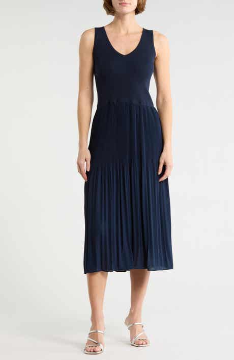 T Tahari Tiered Mixed Media Dress