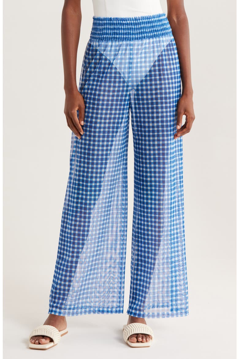 Eliza Cover-Up Pants, Main, color, BLUE GINGHAM