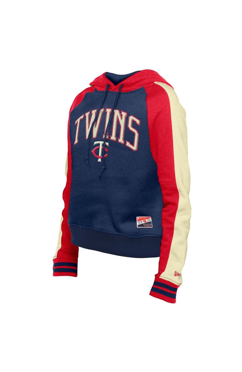 New Era Women's New Era  Navy Minnesota Twins Cooperstown Collection Cropped Raglan Pullover Hoodie, Alternate, color, Navy