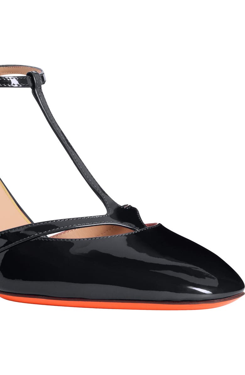 Santoni Women's patent leather high-heel T-bar pump, Alternate, color, Black