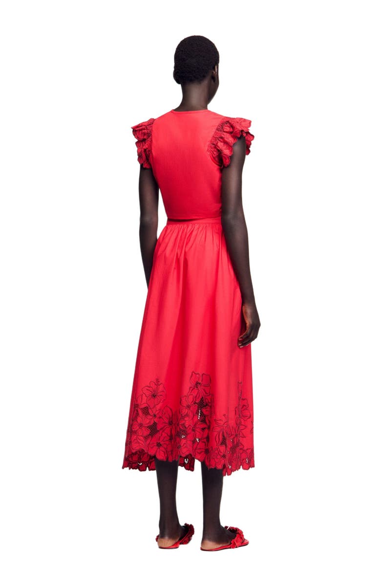 SANDRO Crop top with embroidered sleeves, Alternate, color, 