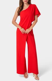 bebe One-Shoulder Cape Jumpsuit