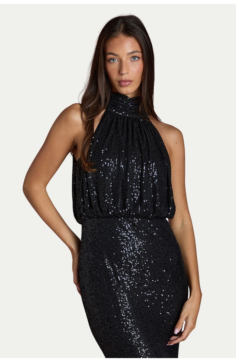 Coast Halterneck Sequin Bridesmaid Maxi Dress, Alternate, color, Black