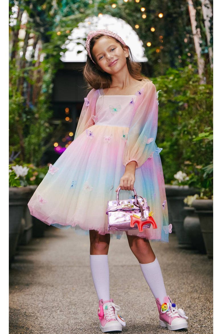 Rainbow Butterfly Ombre Dress, Alternate, color, Multicolor