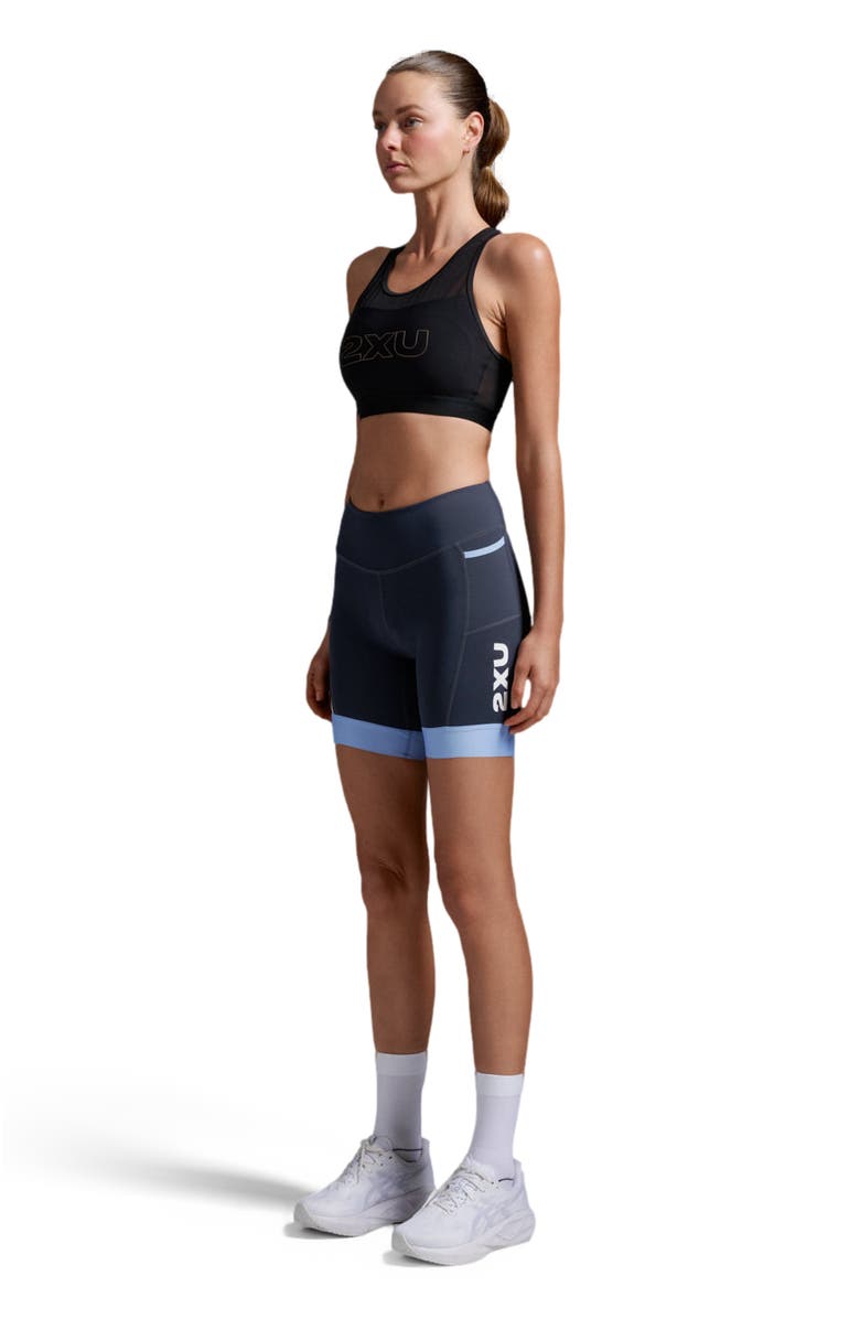 2XU Women's Core Tri 6 Inch Shorts, Alternate, color, India Ink/Hydrangea