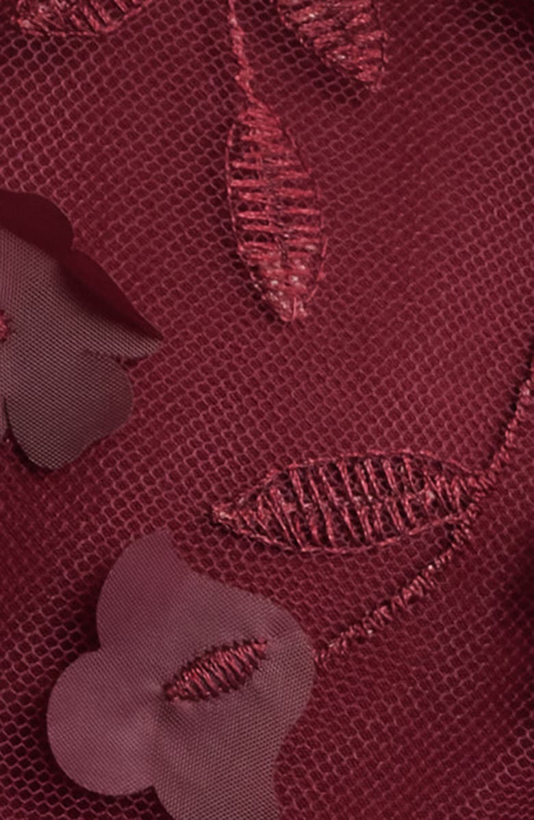 Julia Jordan Floral Overlay Jacket & Belted Jumpsuit, Alternate, color, Burgundy