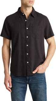 Lucky Brand San Gabriel Short Sleeve Linen Blend Button-Up Shirt