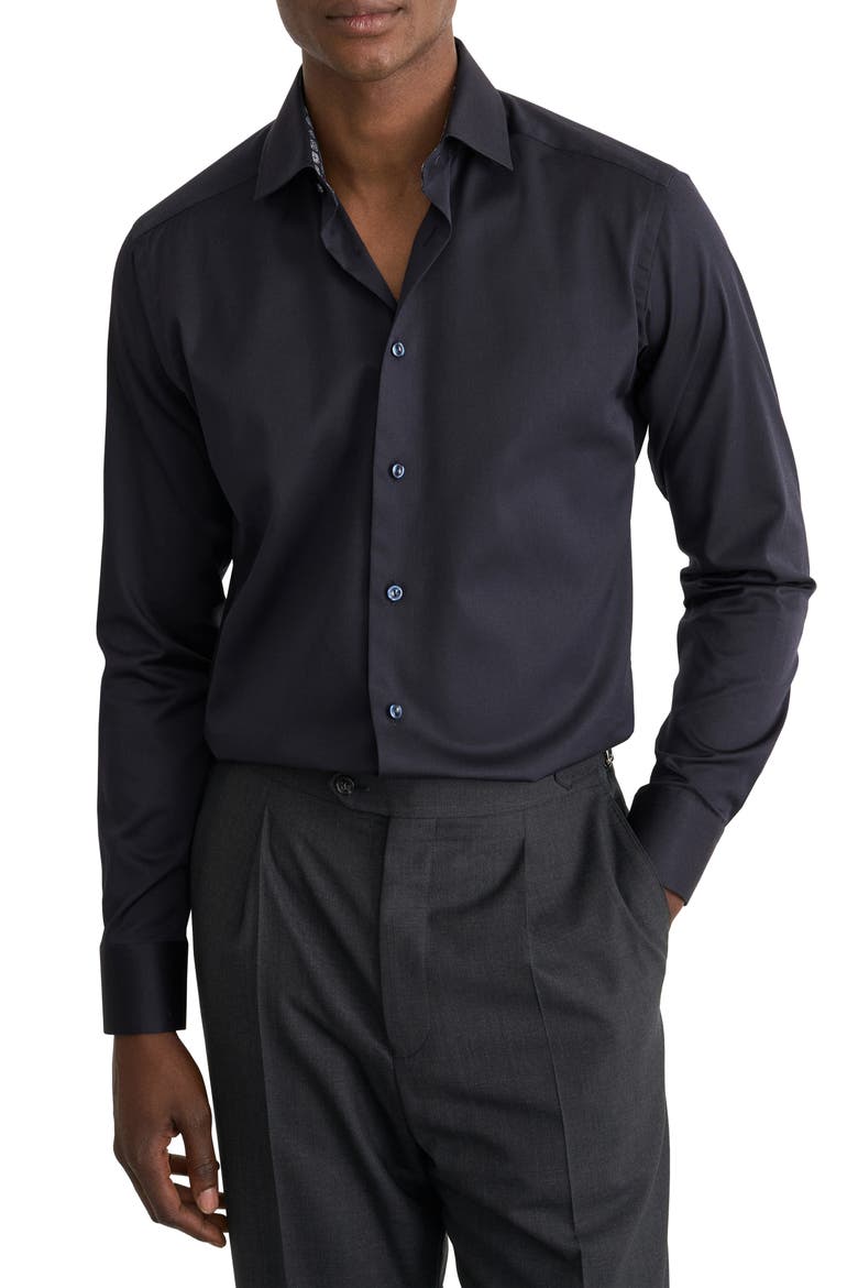 Slim Fit Solid Shirt, Main, color, NAVY